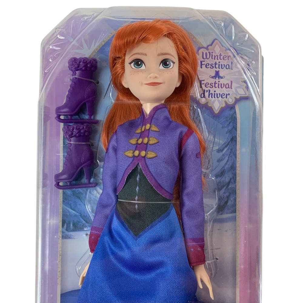 Disney Frozen Ice Skating Anna Doll Mattel Winter Festival Purple Outfit JBG54